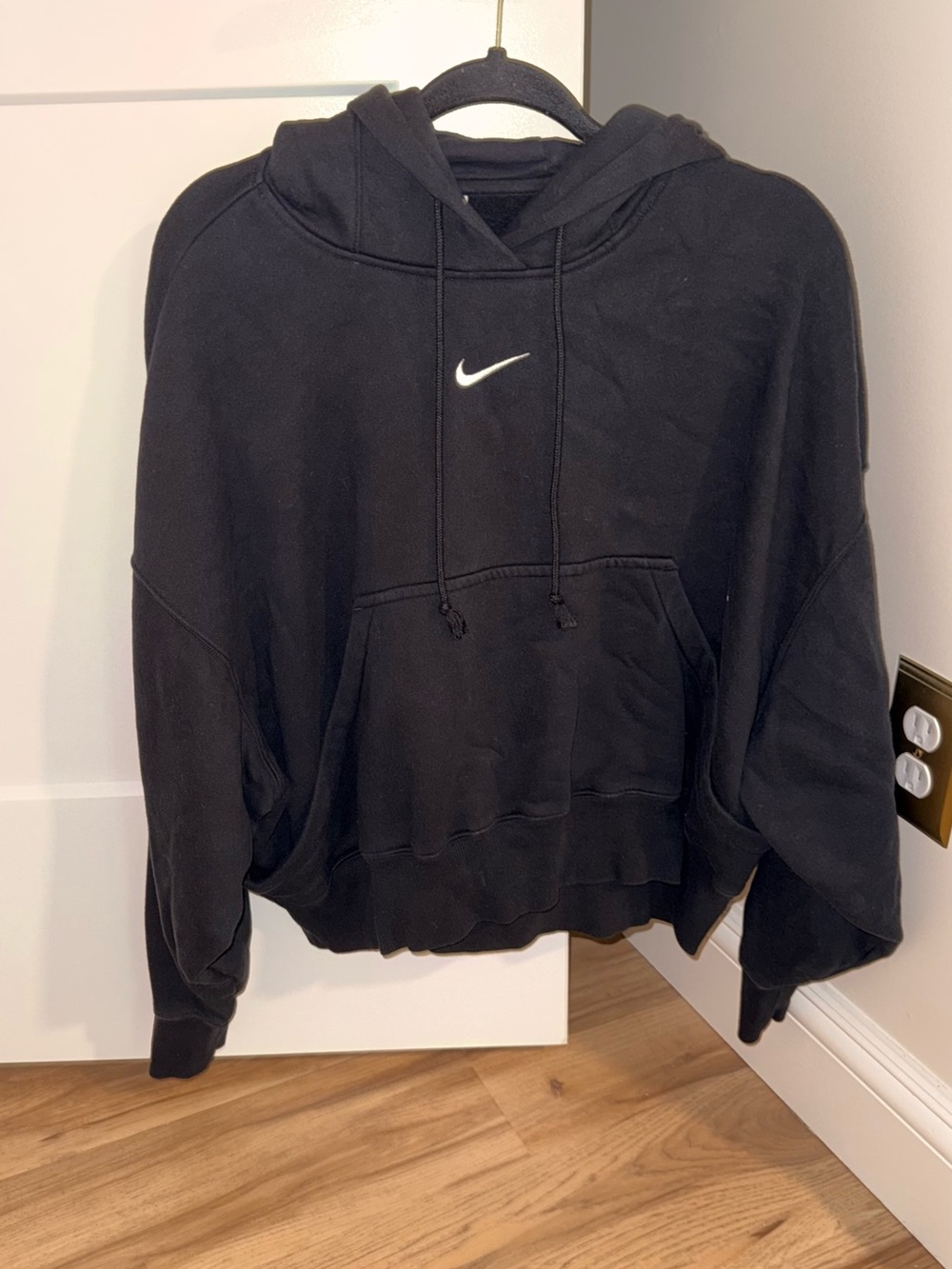 Nike Black Hoodie with White Swoosh